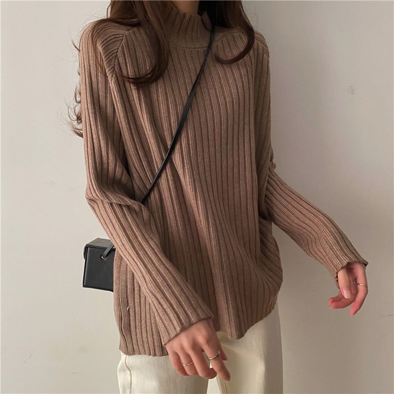 Idle Style Mock Neck Loose Thick Sweater