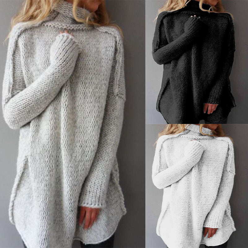 Heap Collar Three-Needle Long-Sleeve Sweater