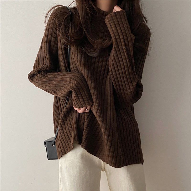 Idle Style Mock Neck Loose Thick Sweater