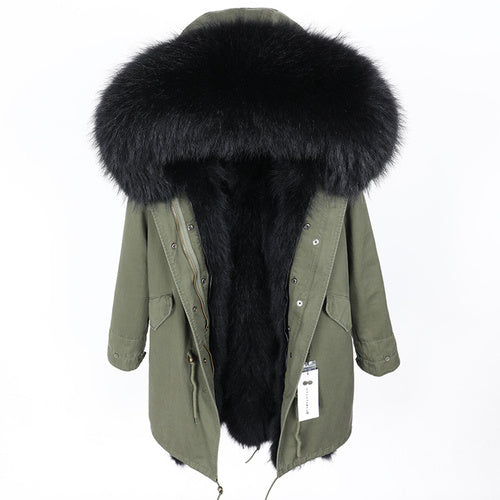 Women's Winter Real Fur Long Parka