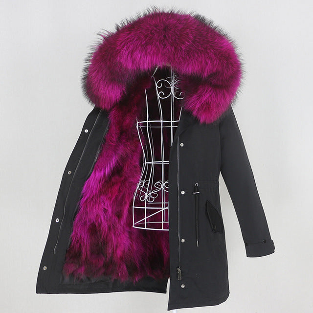 Women's Winter Real Fur Long Parka 