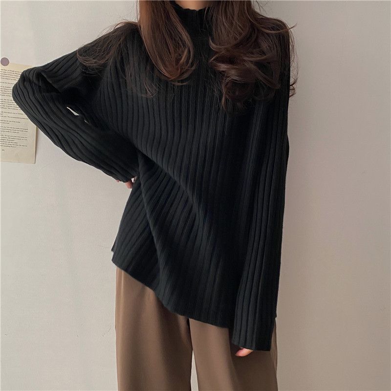 Idle Style Mock Neck Loose Thick Sweater