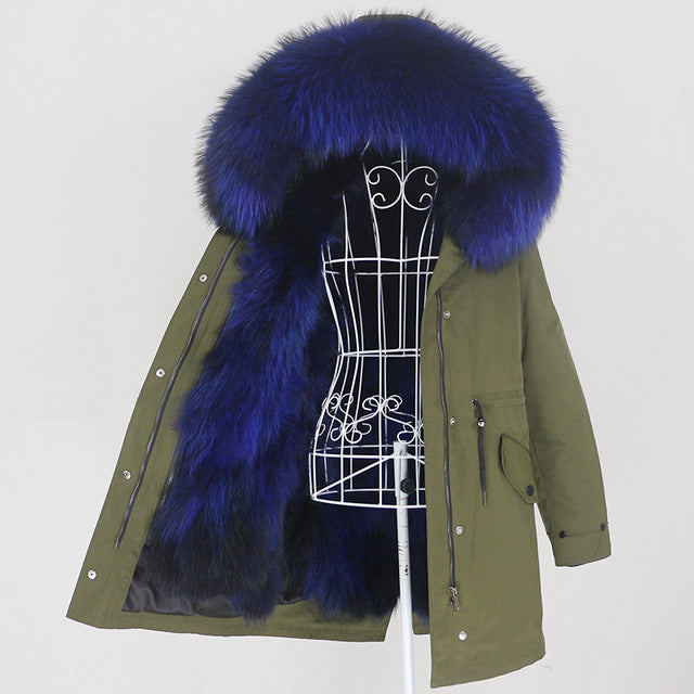 Women's Winter Real Fur Long Parka