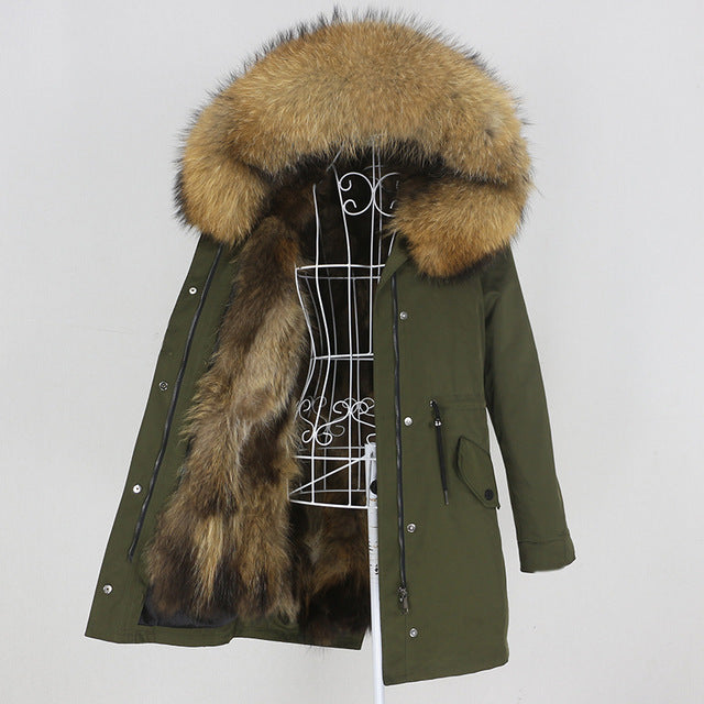 Women's Winter Real Fur Long Parka 
