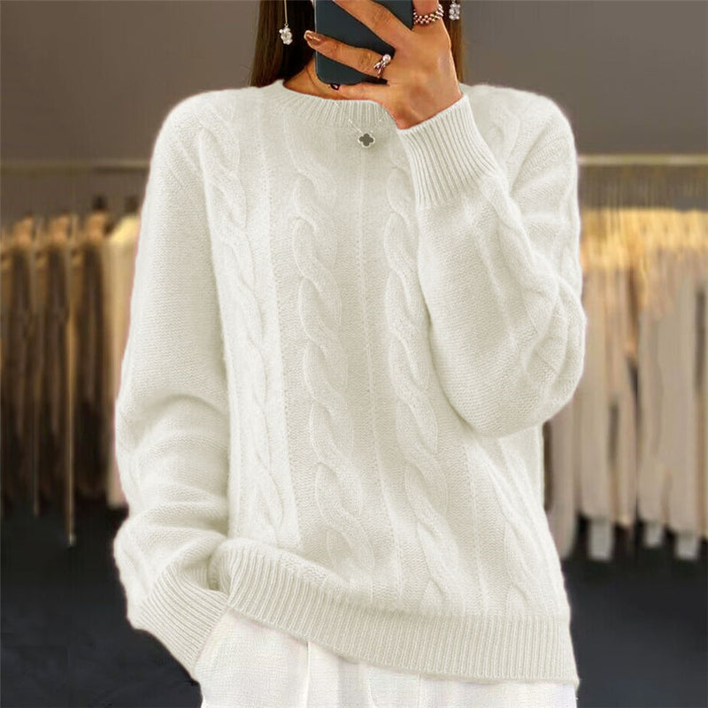 Women's Retro Cable-Knit Pullover Sweater