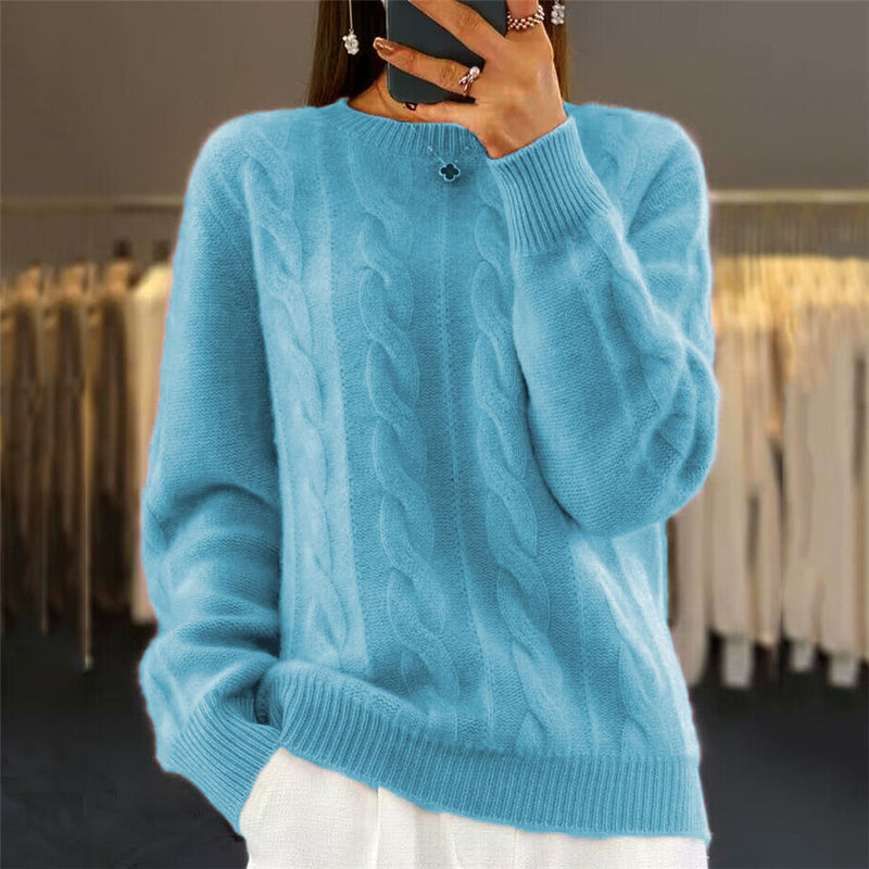 Women's Retro Cable-Knit Pullover Sweater