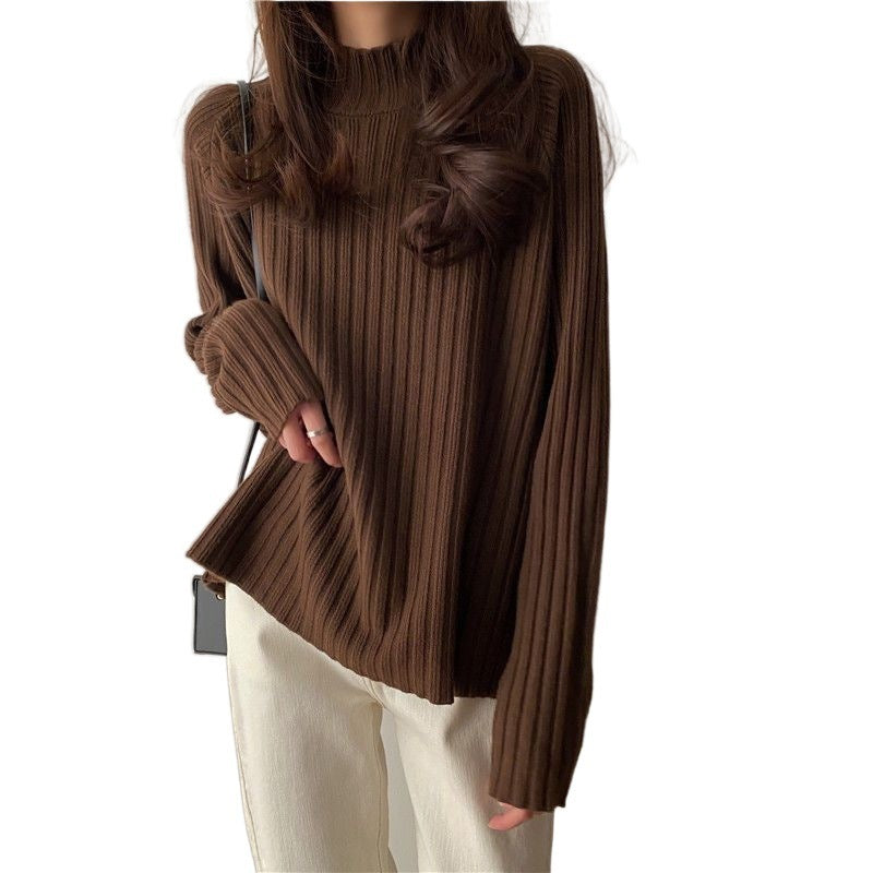 Idle Style Mock Neck Loose Thick Sweater