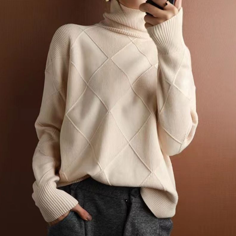 Women's Turtleneck Rhombus Sweater