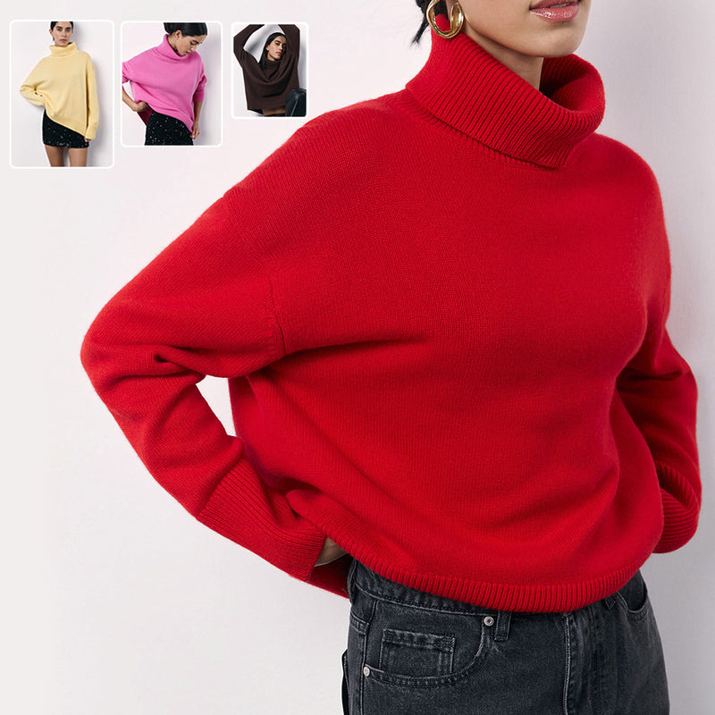 Women's Winter Turtleneck Knitted Sweater, Long Sleeve