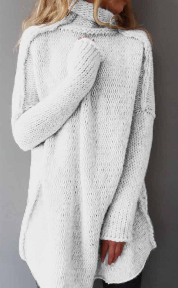 Heap Collar Three-Needle Long-Sleeve Sweater