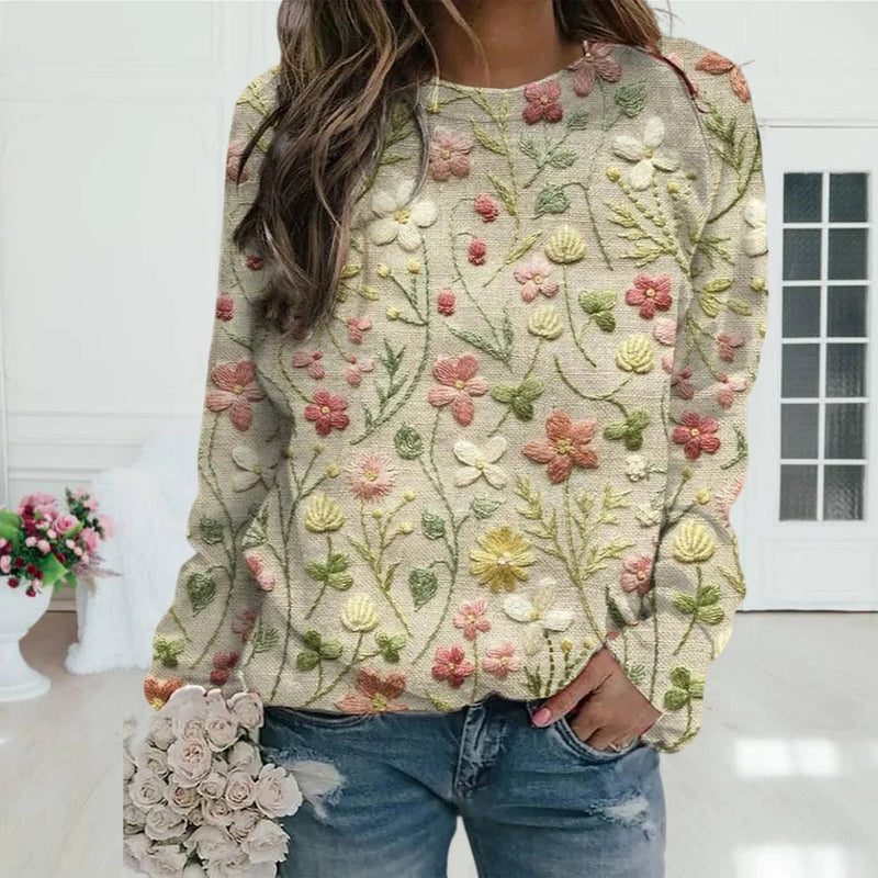 3D Printed Women's Casual Pullover Sweater, Loose Fit, Long Sleeve



