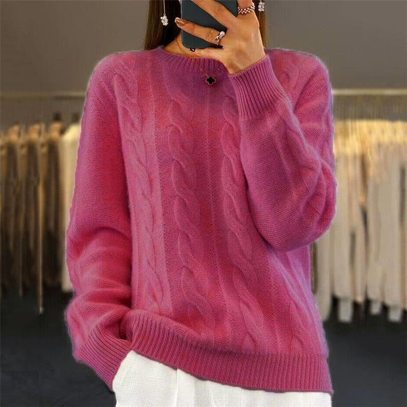 Women's Retro Cable-Knit Pullover Sweater