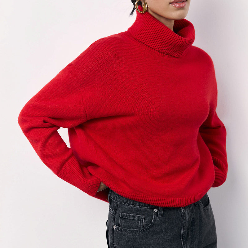 Women's Winter Turtleneck Knitted Sweater, Long Sleeve