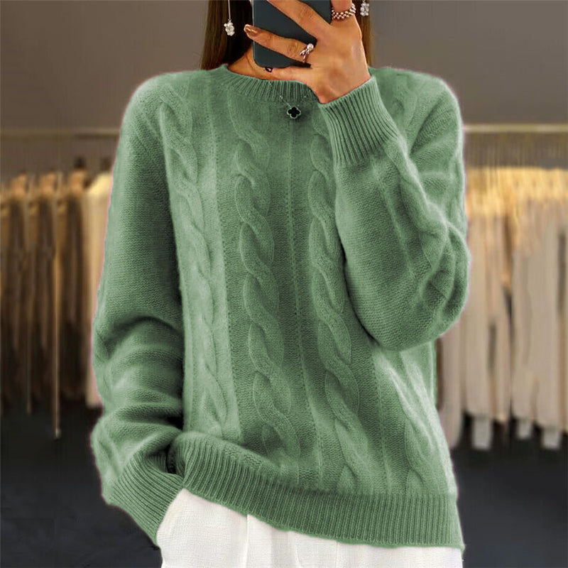 Women's Retro Cable-Knit Pullover Sweater