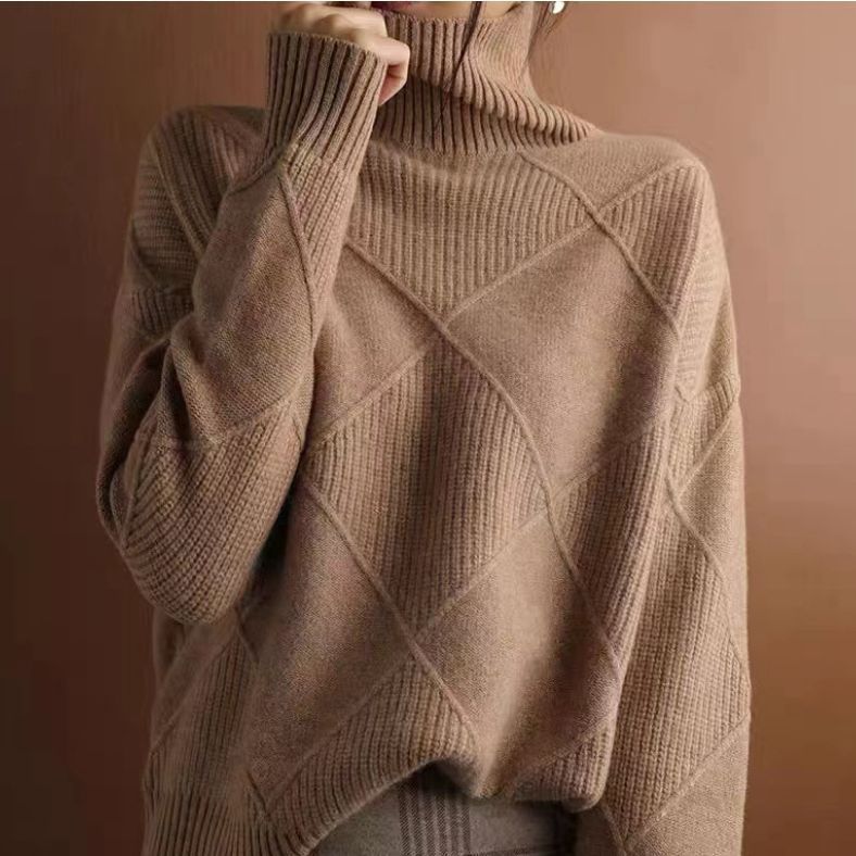 Women's Turtleneck Rhombus Sweater