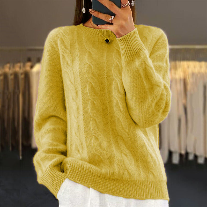 Women's Retro Cable-Knit Pullover Sweater