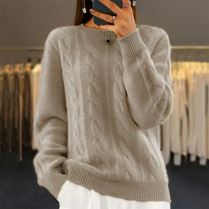 Women's Retro Cable-Knit Pullover Sweater